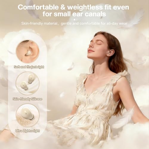 Image of Xmenha Low Profile Tiny Discreet Hidden Earbuds for Work Sleep Small Mini Invisible Earbuds Wireless Bluetooth for Small Ears Sleeping Invisible Ear Buds Headphones Black