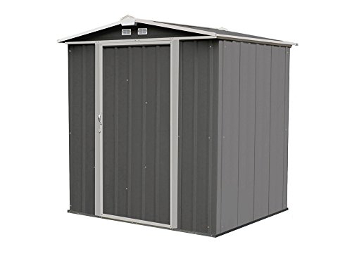 Arrow 6' x 5' EZEE Galvanized Steel Low Gable Shed Charcoal with Cream, Storage Shed with Peak Style Roof
