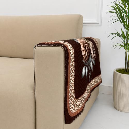 Image of Homerz 'Brooklyn Series' Premium Sofa Cover | Quilted Floral Design | Non-Slip Washable Sofa Protector | Soft Anti Slip Fabric (Brown, 2 pc Armrest, Armrest)