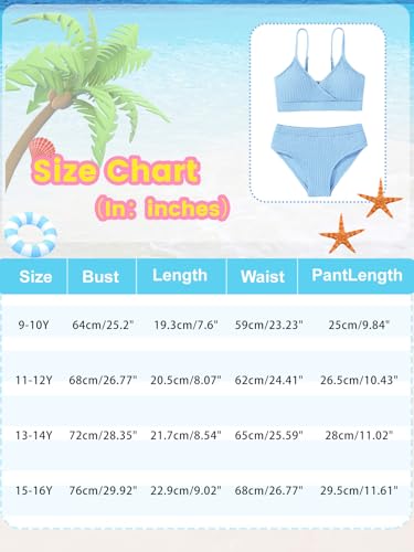 Image of Girl's 2 Piece Swimsuit Solid Spaghetti Strap Bikini Sets Beach Bathing Suit Swimwear for Teen Girls