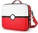 Etui pour Switch & Switch OLED, Deluxe Housse de Transport à Coque Rigide avec 21 Cartouche de Jeux, Conception Pokémon Poké Ball, pour Switch Console et Accessoires (Rouge & Blanc)