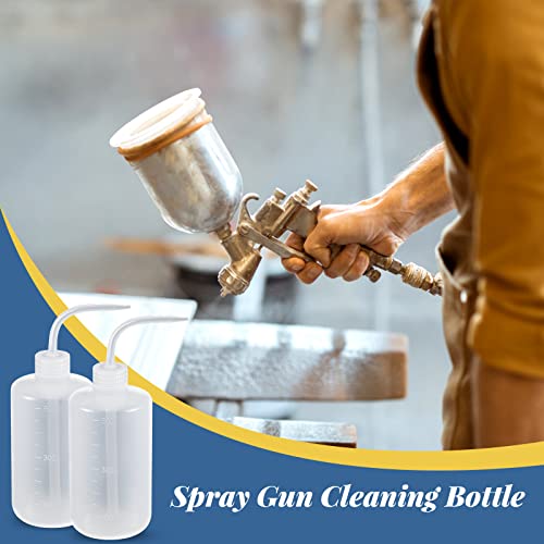 Image of Roshtia 24 Pieces Spray Gun Cleaning Kit 3 Pcs Bottle and 21 Pcs Spray Paint Gun Cleaning Brushes 500ml Plastic Squeeze Wash Bottle Tube Bottle Brushes Paint Gun Cleaning Kit