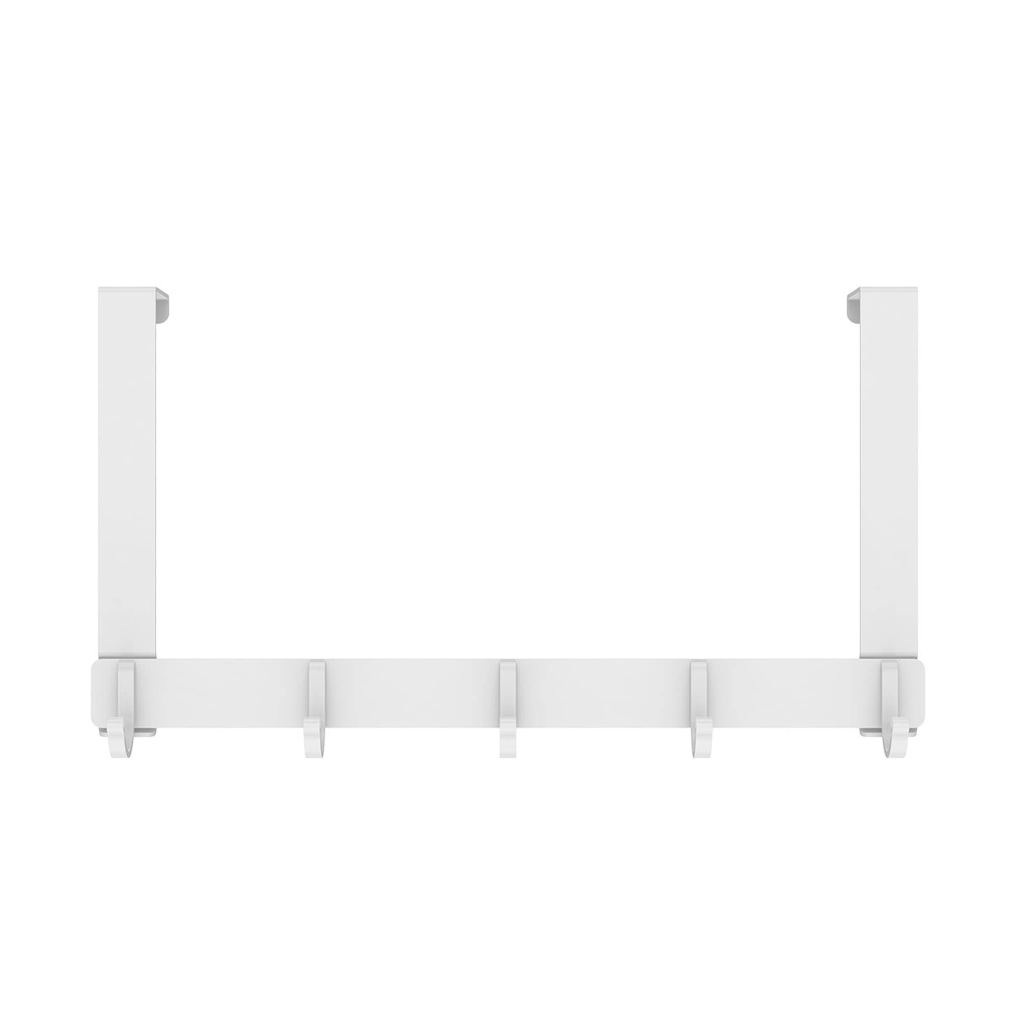 Systemseleven White - 5 Hooks Over Door Hooks Coat Hangers Over The Door Hooks Heavy Duty Door Hanger For Coats Robes Hats Clothes Towels Hanging Towel Rack Organizer (White - 5 Hooks)