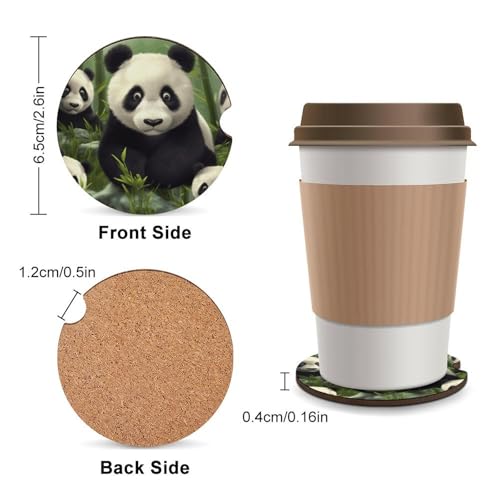Posavasos para Portavasos, Diseño Panda, Madera, Pack 2 miniatura 2