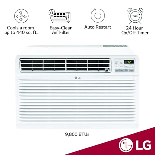 Image of LG 10,000 BTU Through the Wall Air Conditioner, 115V, Cools up to 440 Sq. Ft. for Bedroom, Living Room, Apartment, with Remote, 3 Cool & Fan Speeds, Wall AC Unit, White
