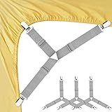 Bed Sheet Fasteners, 4 PCS Adjustable Triangle Elastic Suspenders Gripper Holder Straps Clip for Bed Sheets,Mattress Covers, Sofa Cushion