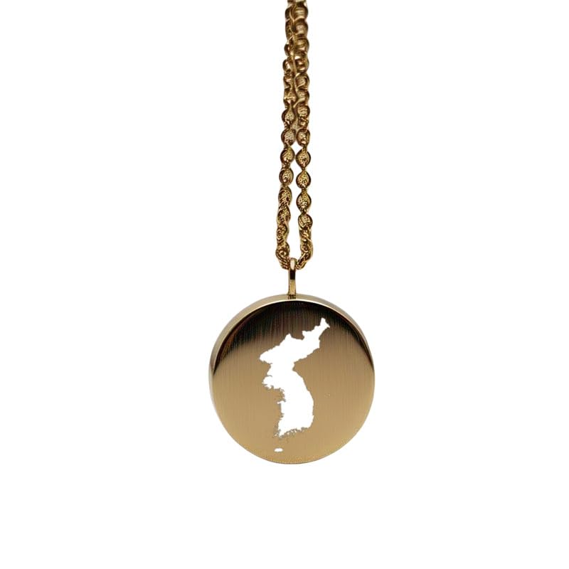 Colgante mapa de Corea en plata dorada de 24 mm un amuleto elegante de viaje diario