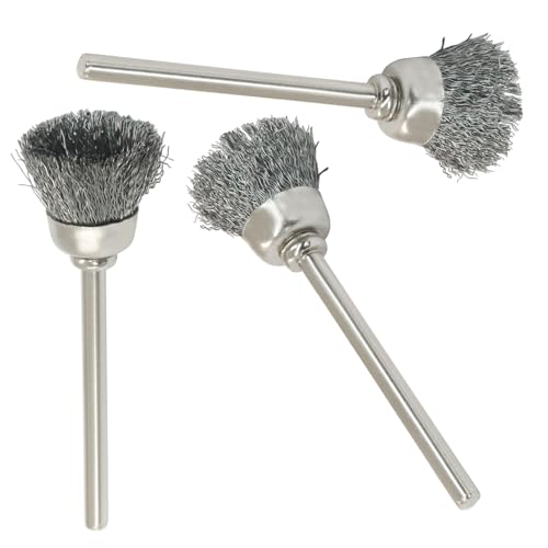 Image of 20 Pcs Cup Shape Wire Wheel Brushes, Stainless Steel Brush Wheel with 1 /8 Inch Shank Fit for Rotary Tools Accessories