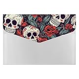 Sugar Skulls and Red Roses File Folders Accordion File Organizer Decorative Folders with Snap Closure 6 Pocket Compartments Colored Files Folder for Letter A4 Files Notes Office Supplies