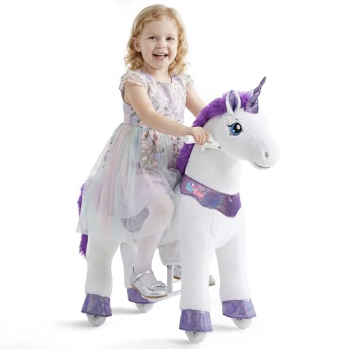 PonyCycle® Modell E Einhorn zum Reiten | Lila | 3-4 Jahre | mit Bremse