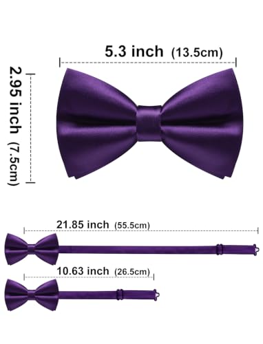 Image of Solid Color Bow Ties for Men Silk Pre-tied Tuxedo Bowtie Set 4PCS | Pre-tied in 3 seconds,adjustable 4PCS bow tie and pocket square cufflinks lapel pin set,wedding,formal,party,prom,graduation