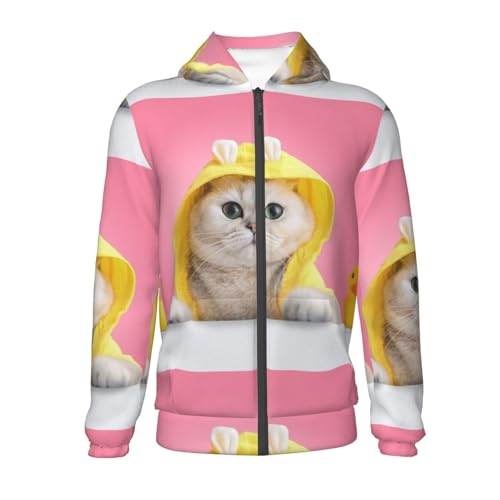 A Funny Cat Kids Pullover Hoodies Boys Zip Up Sweatshirts Girls Athletic Clothes with Pocket2