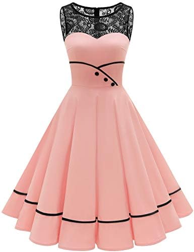 Vestido de Novia Pin Up Rosa con Vuelo y Encajes Vintage