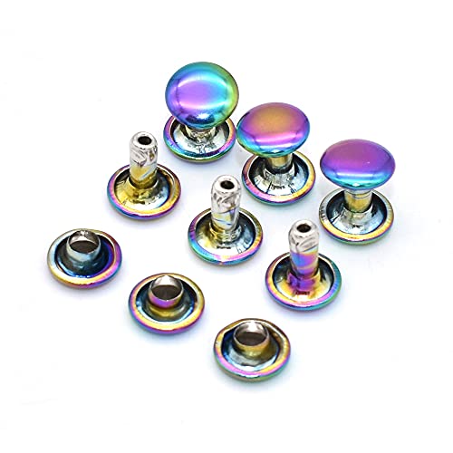 Rainbow Rivet 8mm Double Round Cap Rivet Iron Button Rapid Rivet DIY Leather Craft Sewing Accessories Purse Handbag Bag Hardware 50pcs