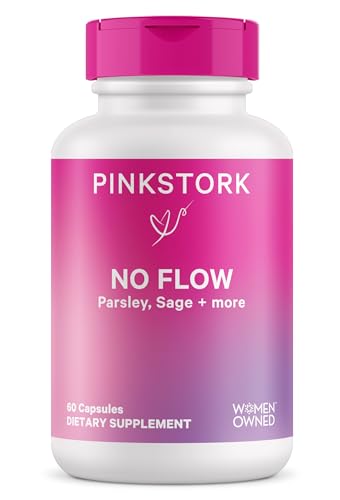 Image of Pink Stork No Flow: Dry Up Breast Milk Supply with Sage, Parsley, and B Vitamins, Postpartum Essentials for Women to Stop Breastfeeding and Decrease Milk Production, 60 Capsules
