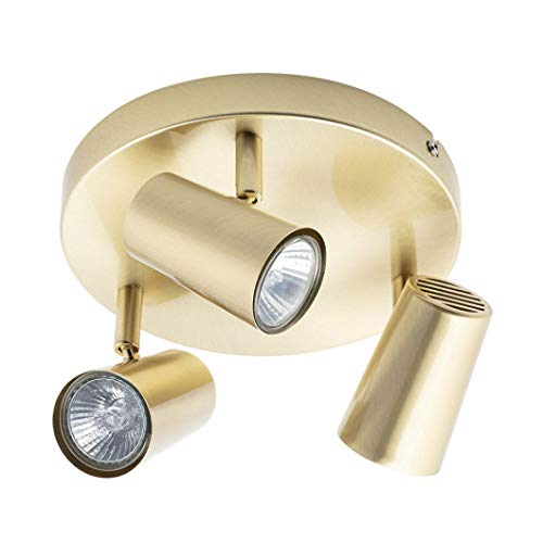 LITECRAFT Chobham Spotlight Plate Adjustable GU10 Ceiling 3 Light - Satin Brass โ image 1