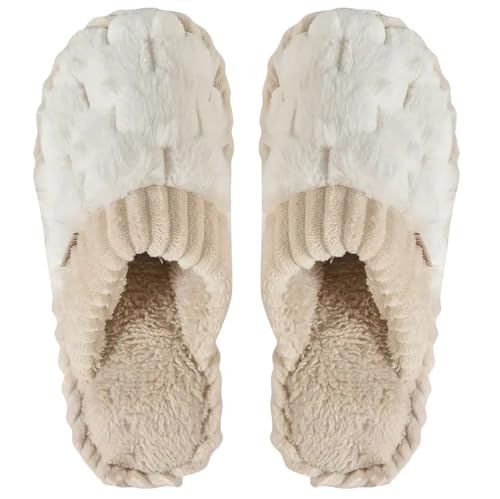 Women's Fuzzy Plush Slippers - Soft, Warm, and Cozy Indoor Slip-Ons with Non-Slip Sole for Home and Lounge Wear