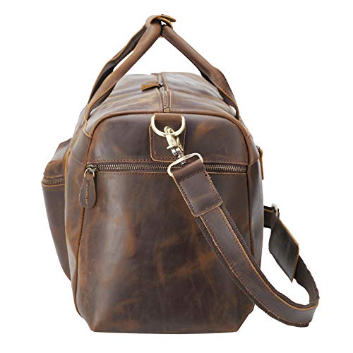 Polare 23'' Full Grain Cowhide Leather Weekender Duffle Bag Overnight Luggage Travel Carry on Duffel Bag For Men