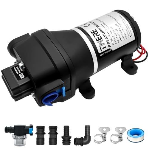 Image of 04406-143A RV Water System Pump,12 Volt DC 3.2 GPM 45 PSI Triplex Diaphragm Automatic Water Pump For Boats and RV Deliver Water