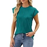 Womens Crew Neck Tops Summer Short Sleeve Tshirts Solid Colour Casual Blouse Loose Fit Eleagnt Going Out Basic Tunic Tops Light Blue