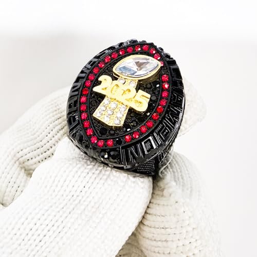 Image of 2025 Fantasy Football Championship Ring | Heavy FFL Champion Trophy Ring | Gold Silver Tone Plated Award Trophy for Fantasy Football League Winner