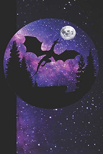 Flying Dragon Journal; Notebook, diary, blank composition book in purple, black, fuchsia and pinks.: Fantasy notebook for journaling, song writing, ... writing. (Purple Galaxy with Full Moon)