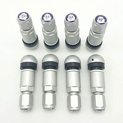 Z-oneMart 8pcs Car Tubeless Tire Valve Stem Bolt-in Aluminum Alloy Explosion Proof Wheel Tire TPMS Valve Stem with Dust Caps