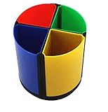 Pen Holder [ Round Circular Design Plastic Material ] Pen Organizer Pencil Cup (Colorful)