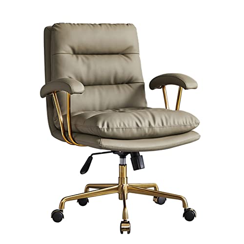 Silla de Oficina ergonómica tapizada con Patas de Metal Dorado y Ruedas universales para Dormitorio y Sala de Estar