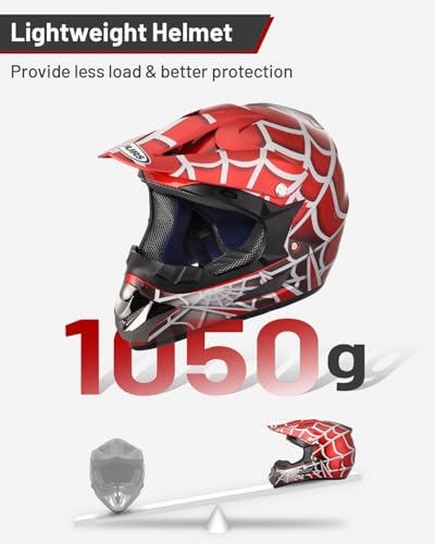 Image of Youth Dirt Bike Helmet DOT Certified for Boys & Girls Ages 5-14, Four Wheeler, Motocross, BMX, MX, UTV, Go Kart, Racing, Skateboard, Baseball