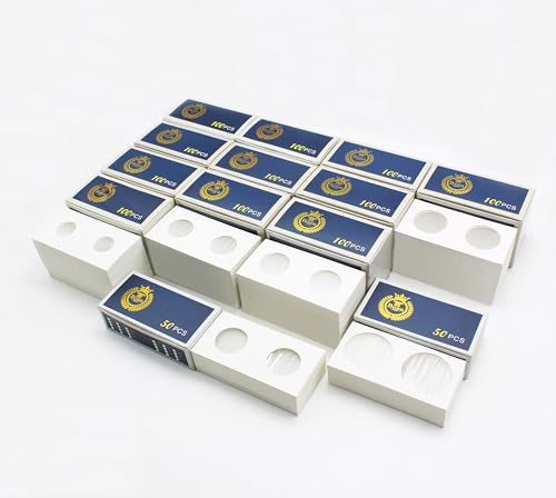 Boen 1200PCS Coin Flips in 6 Sizes Cardboard Coin Holders