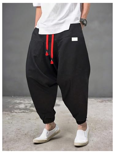 SOLY HUX Men's Harem Pants Drawstring Elastic Waist Baggy Pants Hippie Trousers with Pockets Streetwear3