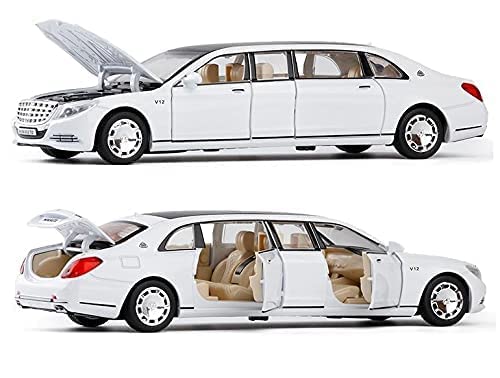Image of 1:24 Scale Die Cast Car Pull Back Alloy Metal Mercedes Maybach S650 Limousine with Lights and Sound [Colour as per Stock]