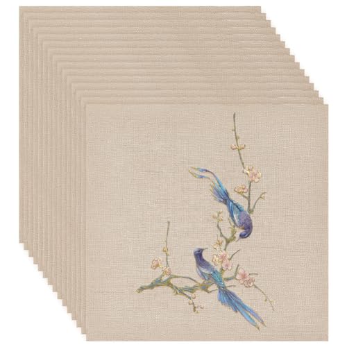 BENECREAT 20 hojas de tela de bordado de lino cuadrado beige, 25 x 25 cm, tela de costura para ropa, manualidades, accesorios