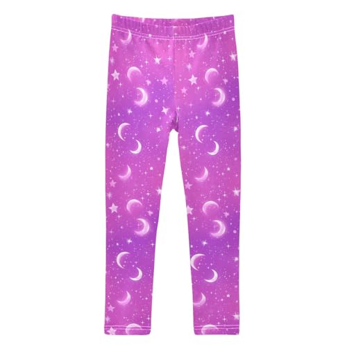 Girls Leggings Soft Toddler Ankle Length Bottoms Purple Moon Kids Dance Yoga Pants 4-10 Years