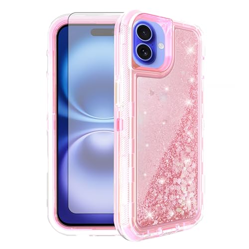 Coque iPhone 16 Plus anti-rayure rigide transparente paillettes liquides antichoc