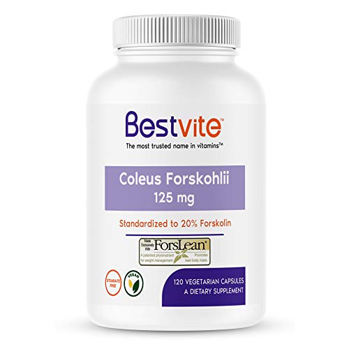 Coleus Forskohlii 125 mg - 20% Forskolin (120 Vegetarian Capsules) - Made with Forslean The only Forskolin Ingredient Backed by Clinical Studies.
