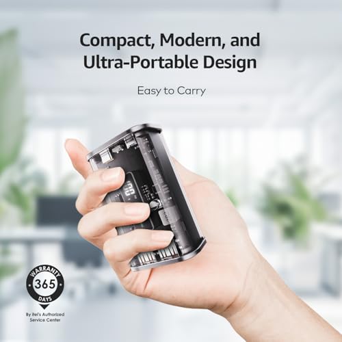 Image of itel Star 110F 10,000mAh Powerbank | Transparent Design | 22.5W Fast Charging | AIOT Device Compatible | LED Display | Multiport Output & Input | Type-C & Micro USB | for Android, iPhone | Black