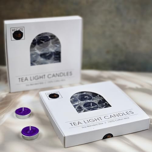Image of Unscented Tea Light Candles | Soy Wax Blend Long-Lasting with Cotton Wick | Perfect for Home Decor, Parties, Weddings, and More | Set of 100 (Purple)