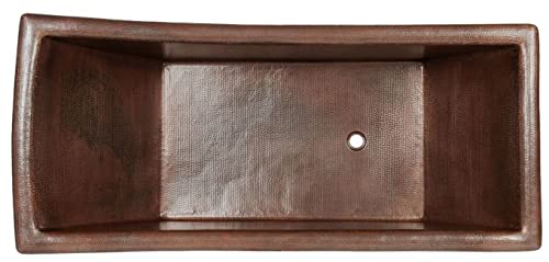Premier Copper Products BTSC67DB 67-inch Hammered Copper Canoa Single Slipper Bathtub - Oil Rubbed Bronze…