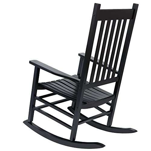 image for SUPER DEAL Outdoor Wood Rocking Chair for Porch, All Weather Resistant