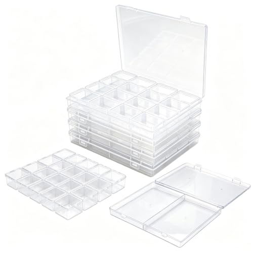 Image of 85 Pack Rectangular Mixed Sizes Clear Plastic Storage Containers | Hinged Lid, For Beads and Small Craft Items, 5 Outer + 80 Inner Boxes