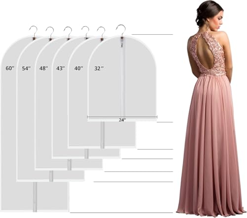 Image of MsKitchen Clear Garment Bags (Set of 12) - 24'' x 40'' Plastic Garment Bags with Zipper for Storage and Travel