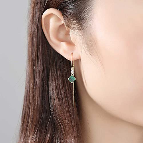 Boucles d'oreilles argent 925 anti-allergie style émeraude chic - 4
