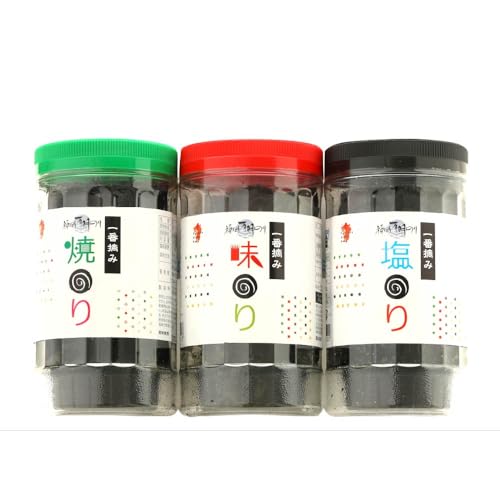 一番摘み 福岡有明のり使用 「味のり」「塩のり」「焼のり」 ボトル3本入 詰合せ 有明海苔 海苔 3種類 セット 国産 常温