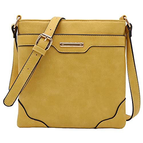 Image of Medium Size Solid Modern Classic Crossbody Bag with Gold Plate