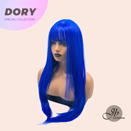 Miniatura 2 de DORY - Peluca de 29 pulgadas de largo, lacio, color azul, para usar y llevar, sin pegamento, para fiesta, Halloween, cosplay, pelucas para mujeres,