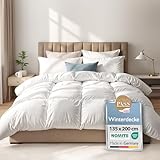 Beautissu Winterdecke Federbettdecke 135x200 cm mit 100% Daunen & Federn – Made in Germany – Oeko-Tex, Downpass & Nomite Zertifiziert – 100 % Baumwollbezug Daunendecke 135x200 Waschbar – WF