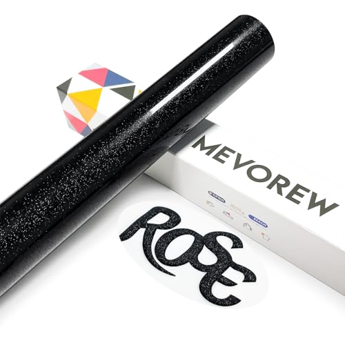 MEVOREW Glitter Puff Vinyl Heat Transfer 12 x 5ft Black Puff HTV Iron on Vinyl for T Shirts Black Glitter HTV 3D Puffy Vinyl Heat Transfer Compatible with All Cutter Machines Easy to Cut & Weed