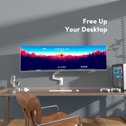 Monitor Wall Mount for 35 Inch Ultrawide Monitors, Heavy Duty Single Monitor Arm Holds 36.5 lbs Computer Screens, Full Motion Adjustable Premium Aluminum Wall Stand with VESA Mount